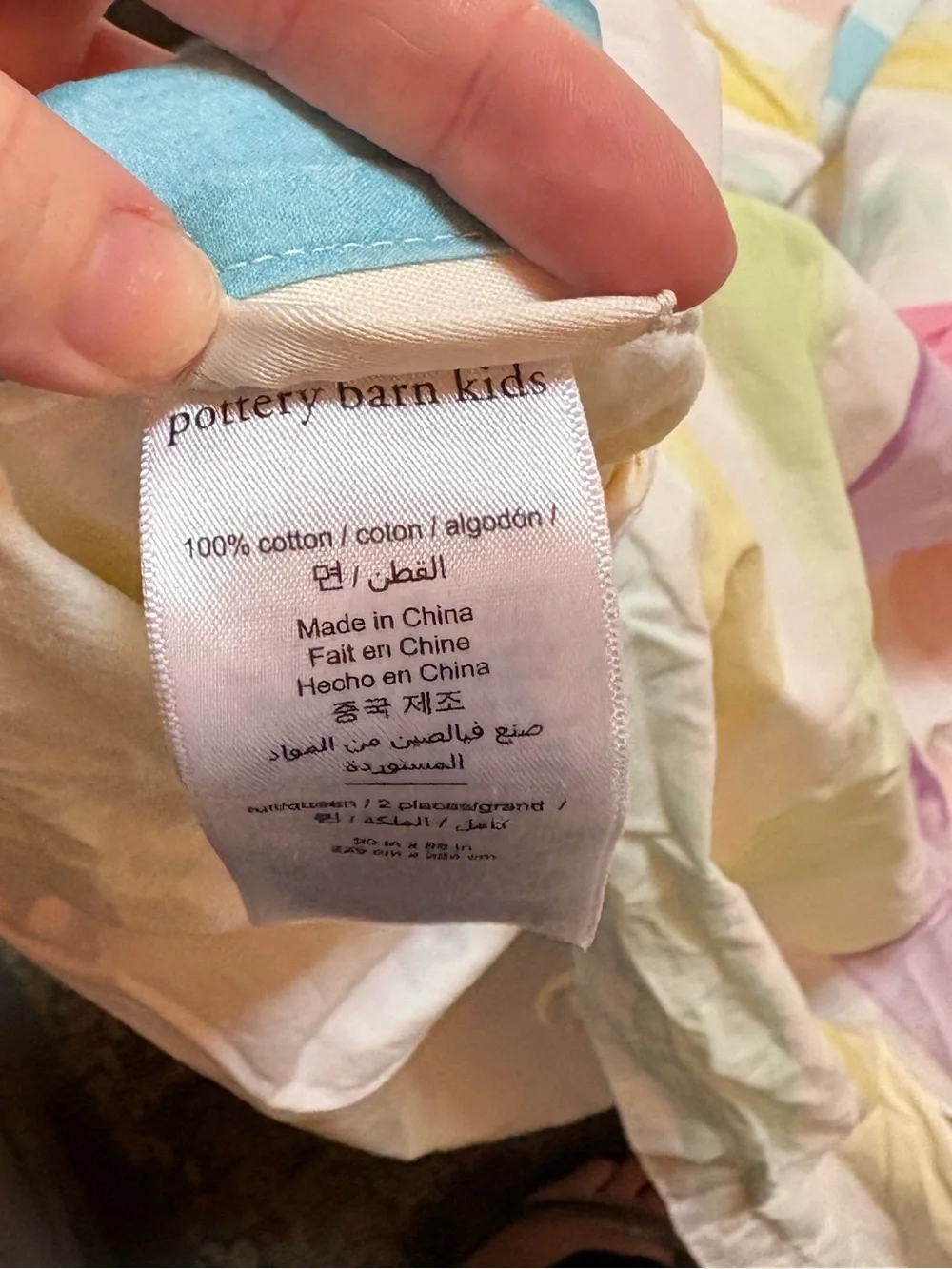 Pottery Barn Kids Kayla Stripe Organic Duvet Cover Watercolor Stripes Full/Queen